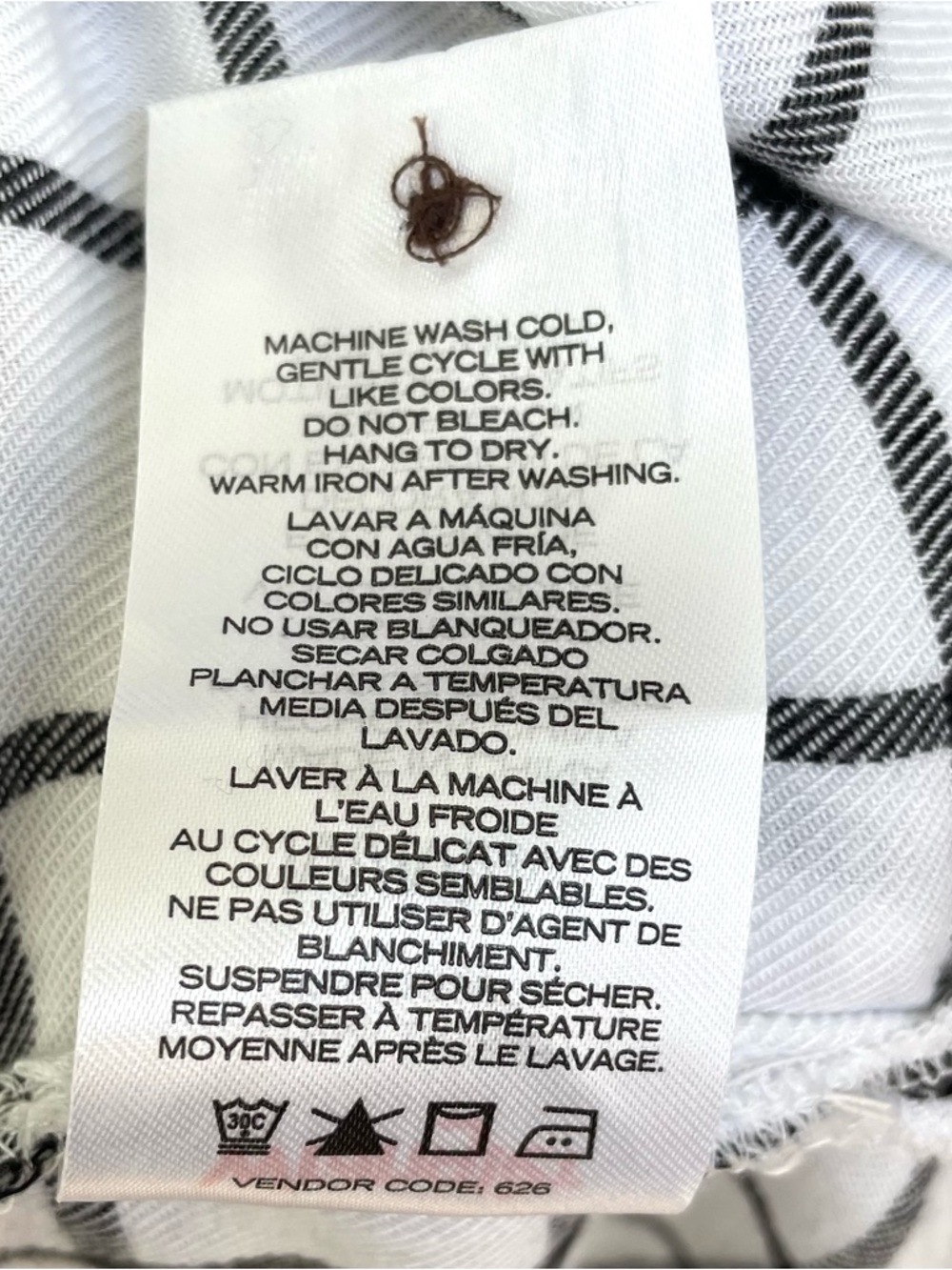 Wrangler Women’s Plaid Blouse Medium- Black & White Windowpane Pintuck Boho Top - Picture 13 of 13
